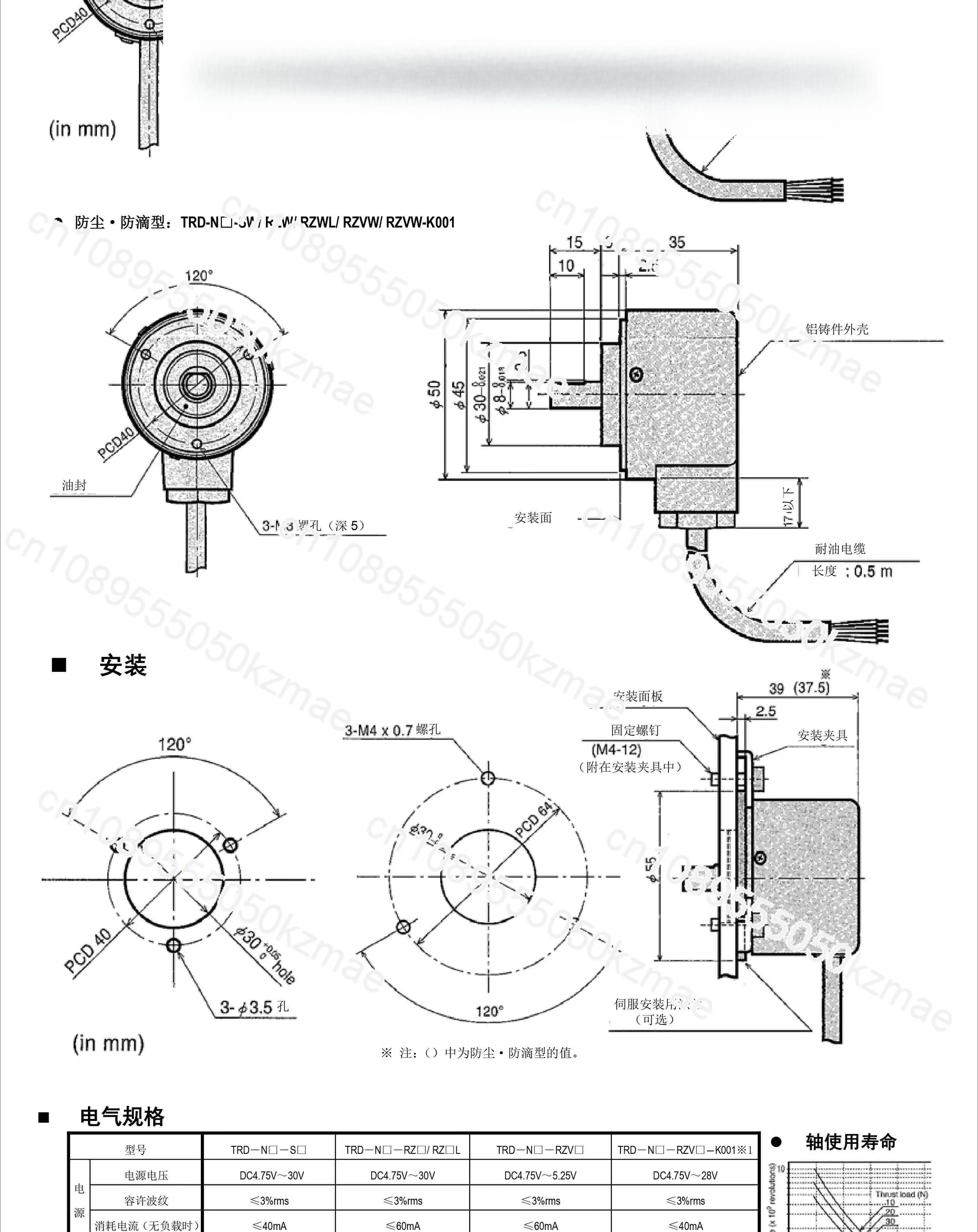 Rotary Incremental Encoder | TRD-N2500-RZVW-10M-K001 Model, 58KHz Compatible for Industrial Control