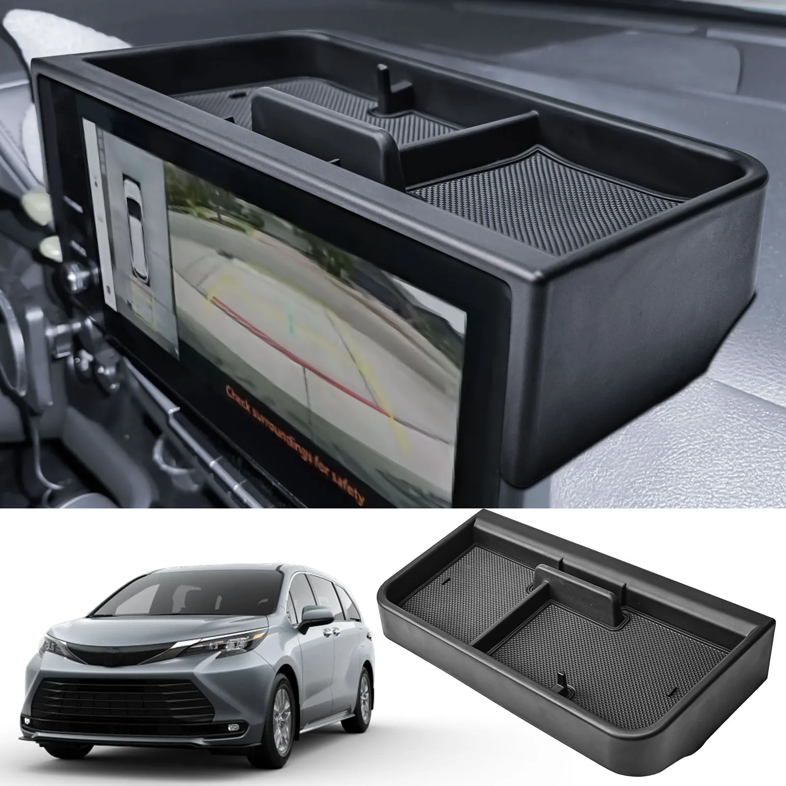 

For 2025 Toyota Sienna Dashboard Screen Organizer Center Console Storage Dash Board Tray 12.3inch Behind Screen Storage Car Box