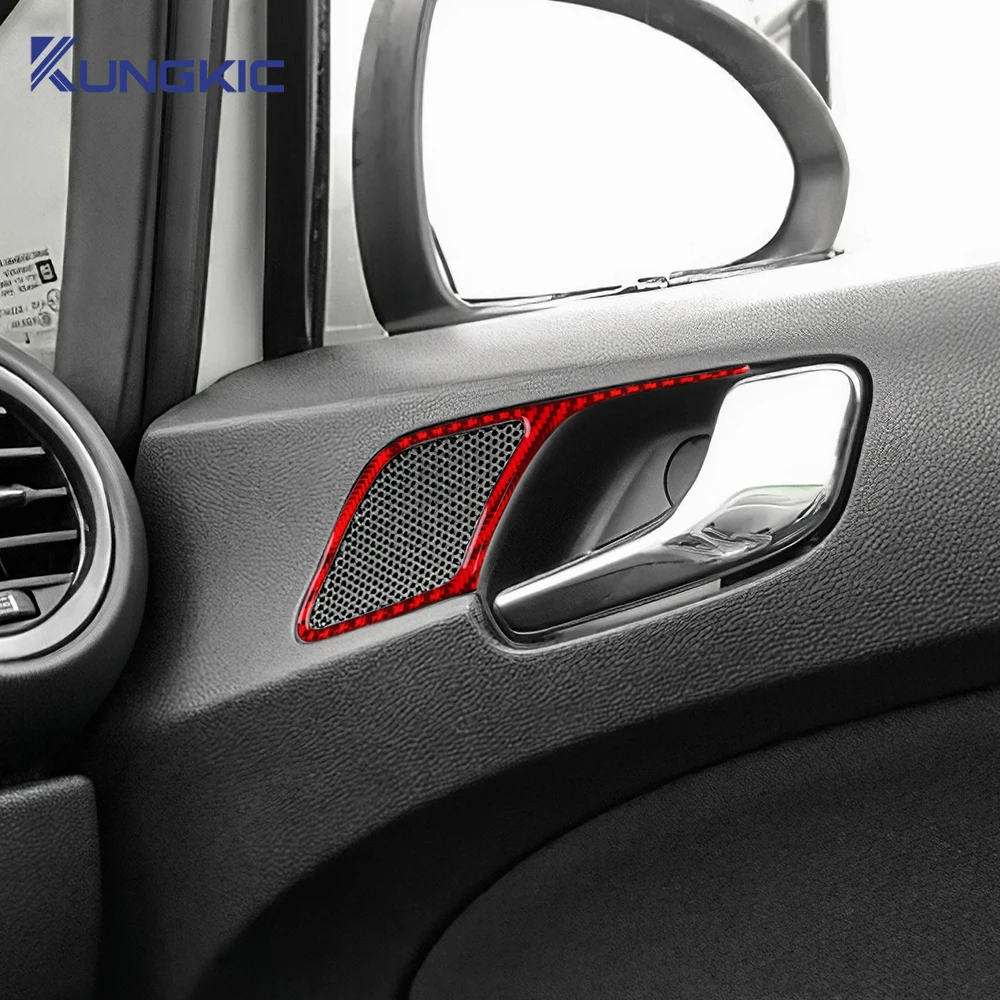 For Opel Corsa D 2007 2008 2009 2010 2011 2012 2013 2014 Real Soft Carbon Fiber Car Door Handle Audio Frame Trim Sticker LHD RHD
