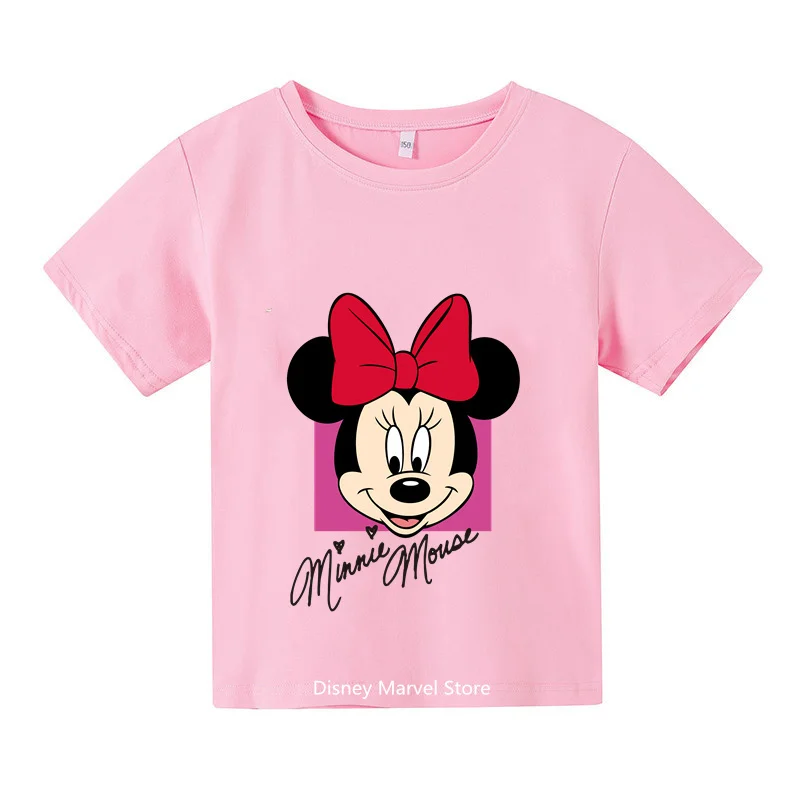 

Summer 2024 Cute T-shirt Minnie Kids Teen Student T-shirt Mickey Mouse Anime cartoon casual vintage clothing T-shirt