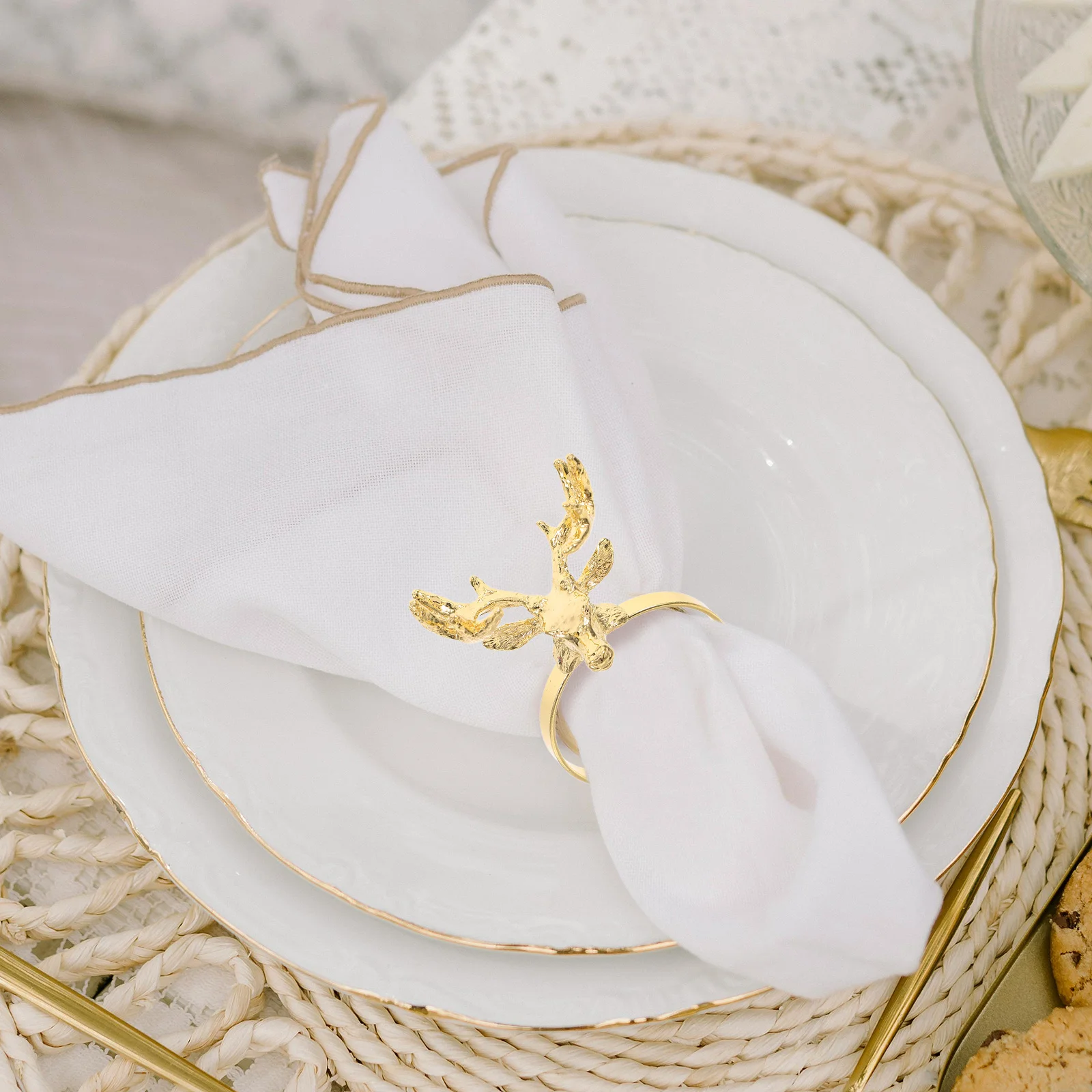 

Festive Reindeer Antler Napkin Rings Christmas Table Decor Holiday Wedding Birthday Kitchen Home Elegant Setting