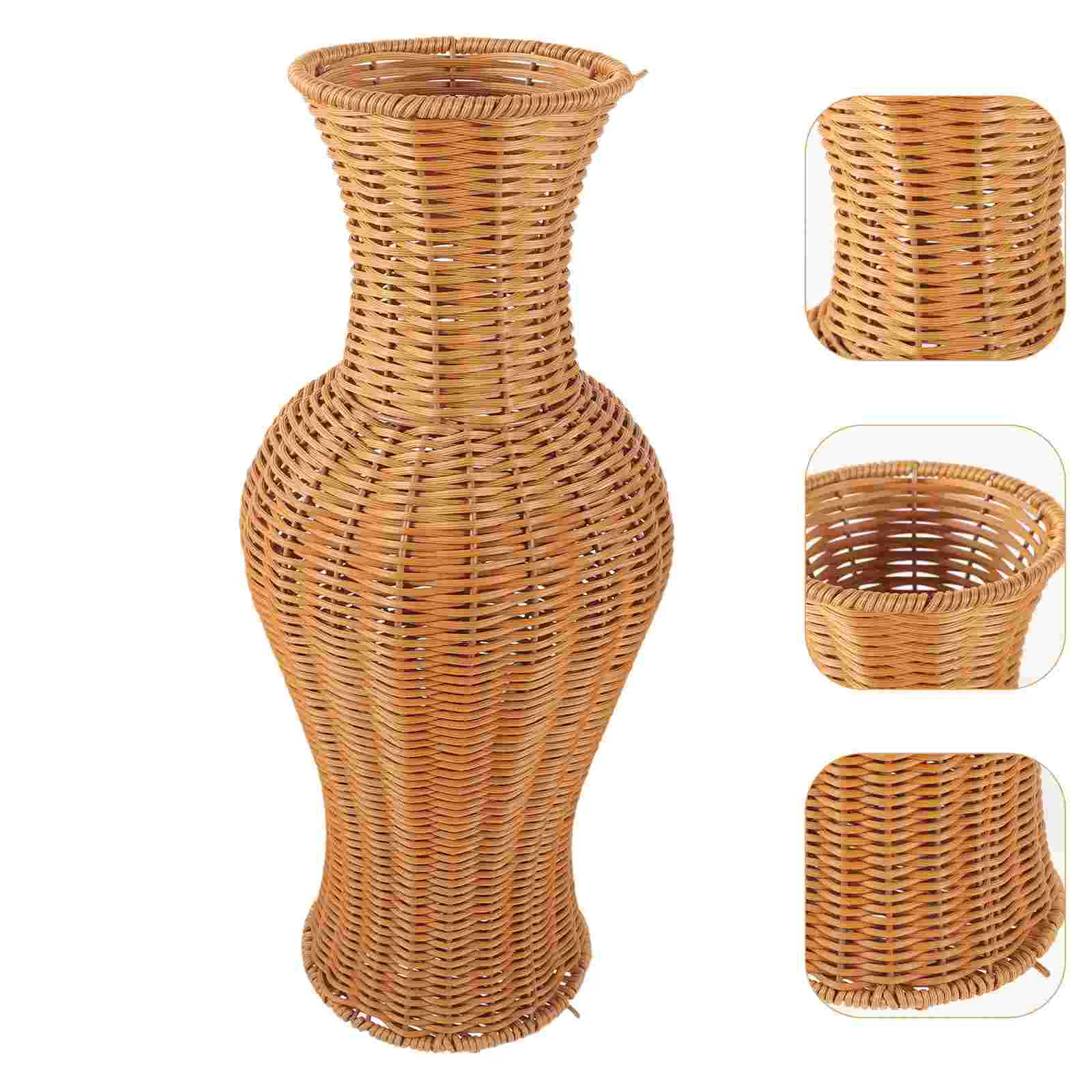 

Rattan Vase Plant Pots Indoor Decorative Flower Bouquet Insert Craft Plastic Simple Bride