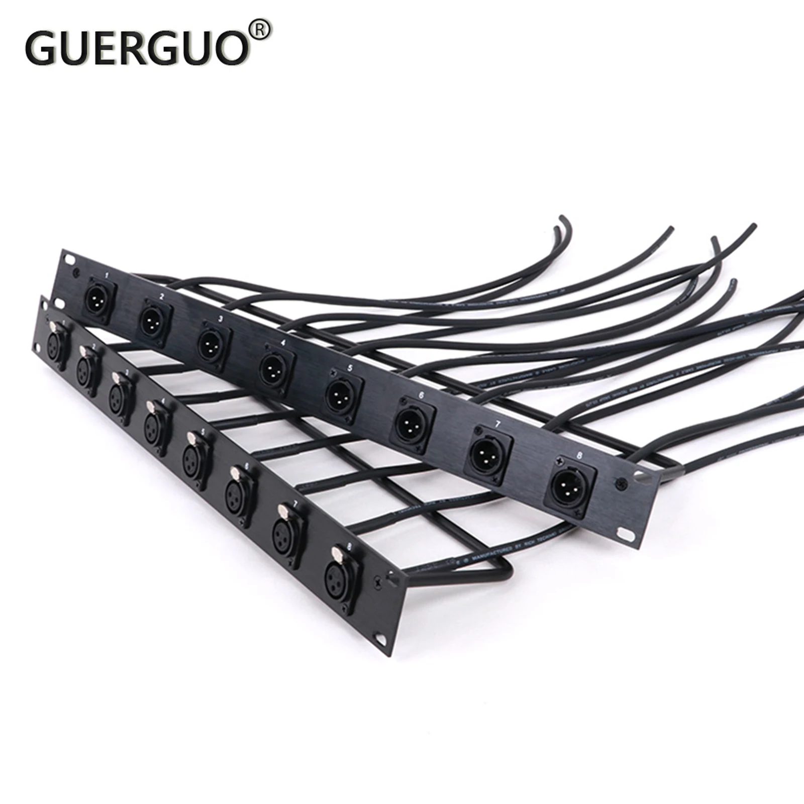 1PC Rack Patch Panel 8-drożny XLR męski/żeński złącze 1U Flight Case Mount z ekranowanym kablem audio do głośnika Dj Mixer