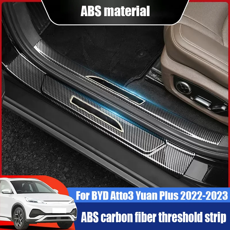 

For BYD Atto3 Yuan Plus 2022 2023 ABS carbon fiber pattern welcome pedal with interior and exterior door sill strip decoration