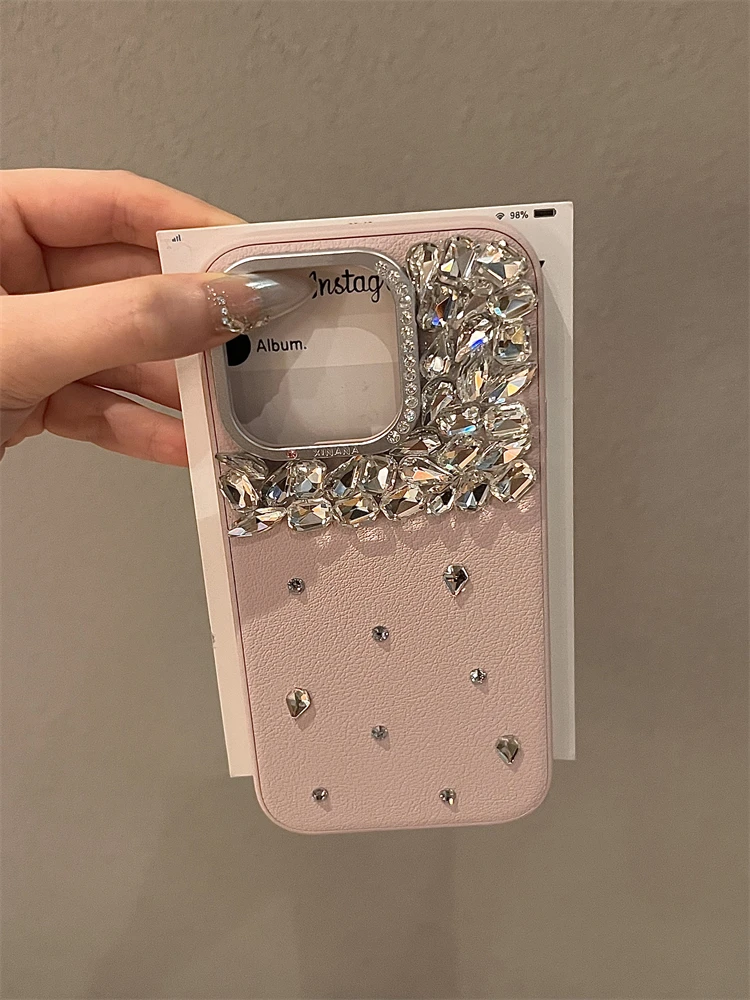 

Розовый кожаный силиконовый чехол для телефона с ромбовидной подкладкой для 6 pro Max, полное покрытие, модная женская модель с защитой от падения