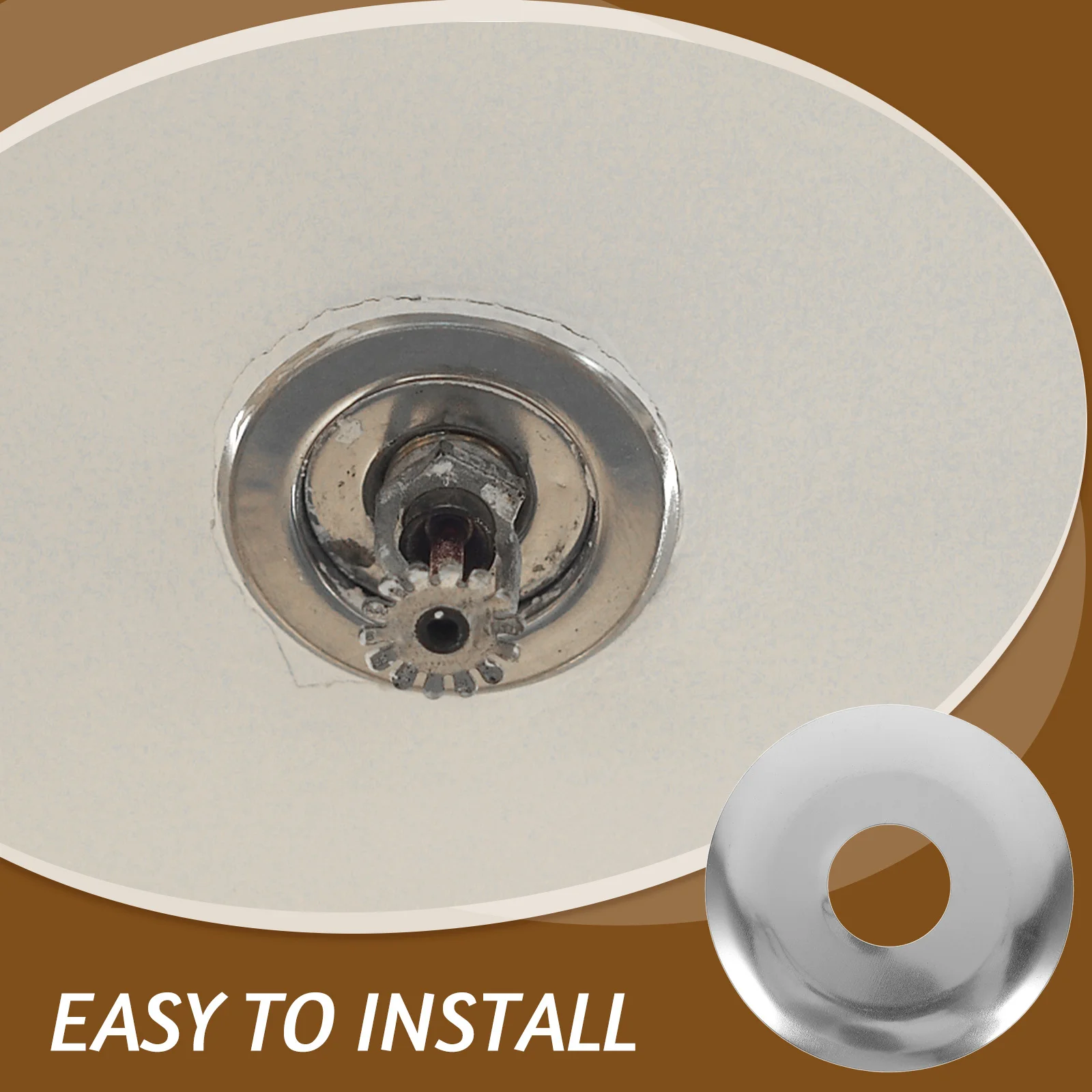 แผ่นครอบหัวฉีดน้ำดับเพลิงแบบขยายได้ 10 ชิ้น แผ่นป้องกันสแตนเลสแบบสองด้าน สำหรับเปลี่ยนแผ่นครอบหัวฉีดน้ำติดผนัง