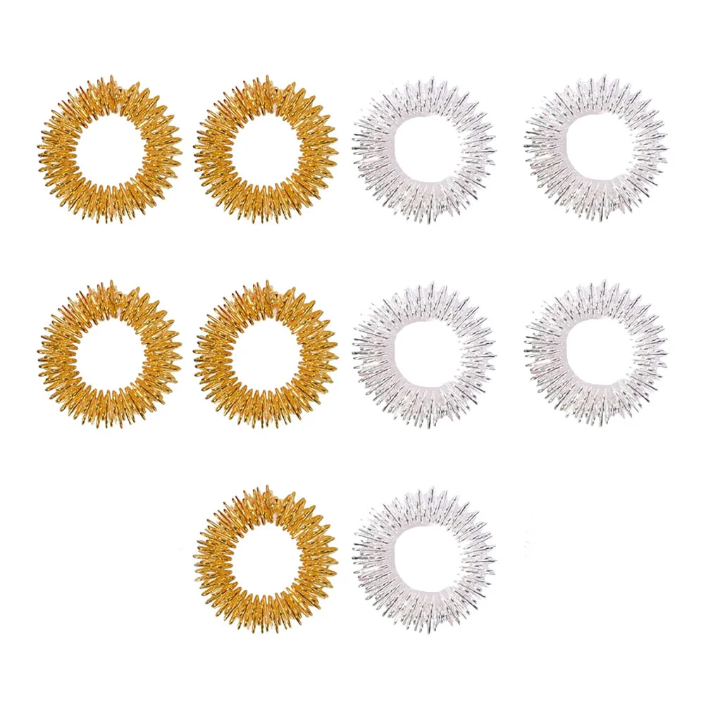 10 Pcs Chinese Style Finger Massage Ring Massager Thumb Stainless Steel Wire Sensory Band Acupressure Rings