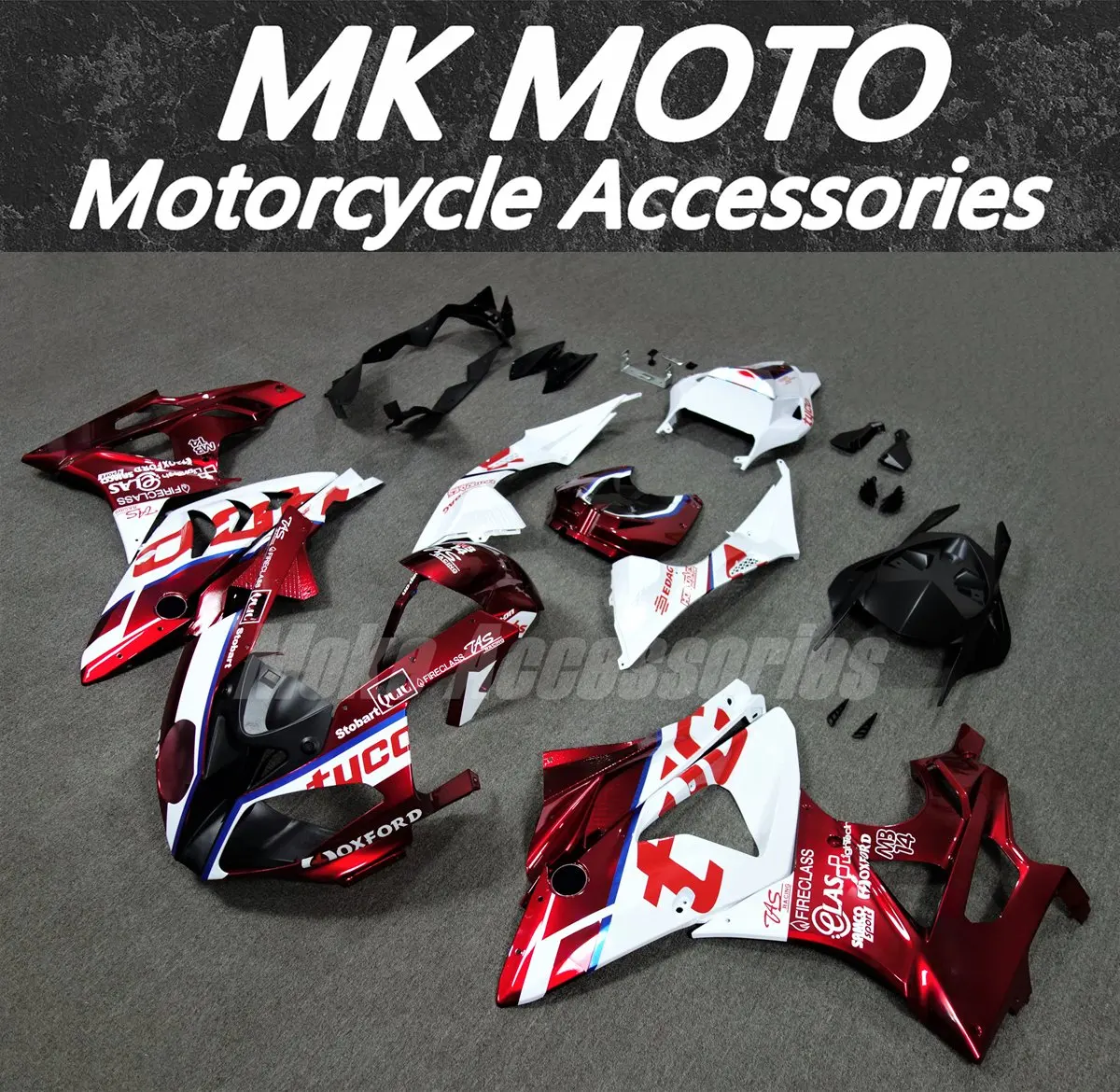 Motorrad-Verkleidungsset, passend für S1000rr 2009 2010 2011 2012 2013 2014, Karosserie-Set, Weiß, Rot