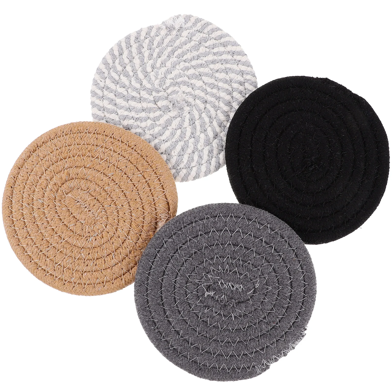 

8pcs Cotton Linen Coasters 12cm Black Gray Resistant Table Mats Anti S Wear Resistant Home Decor Place Mats