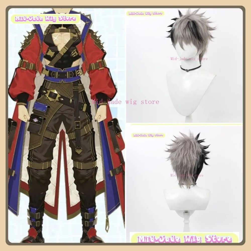 

Mid-jade Wig Store Nijisanji Crimzon Ruze Cosplay Wig Anime Game Role-playing Halloween Party Performance Synthetic Hair