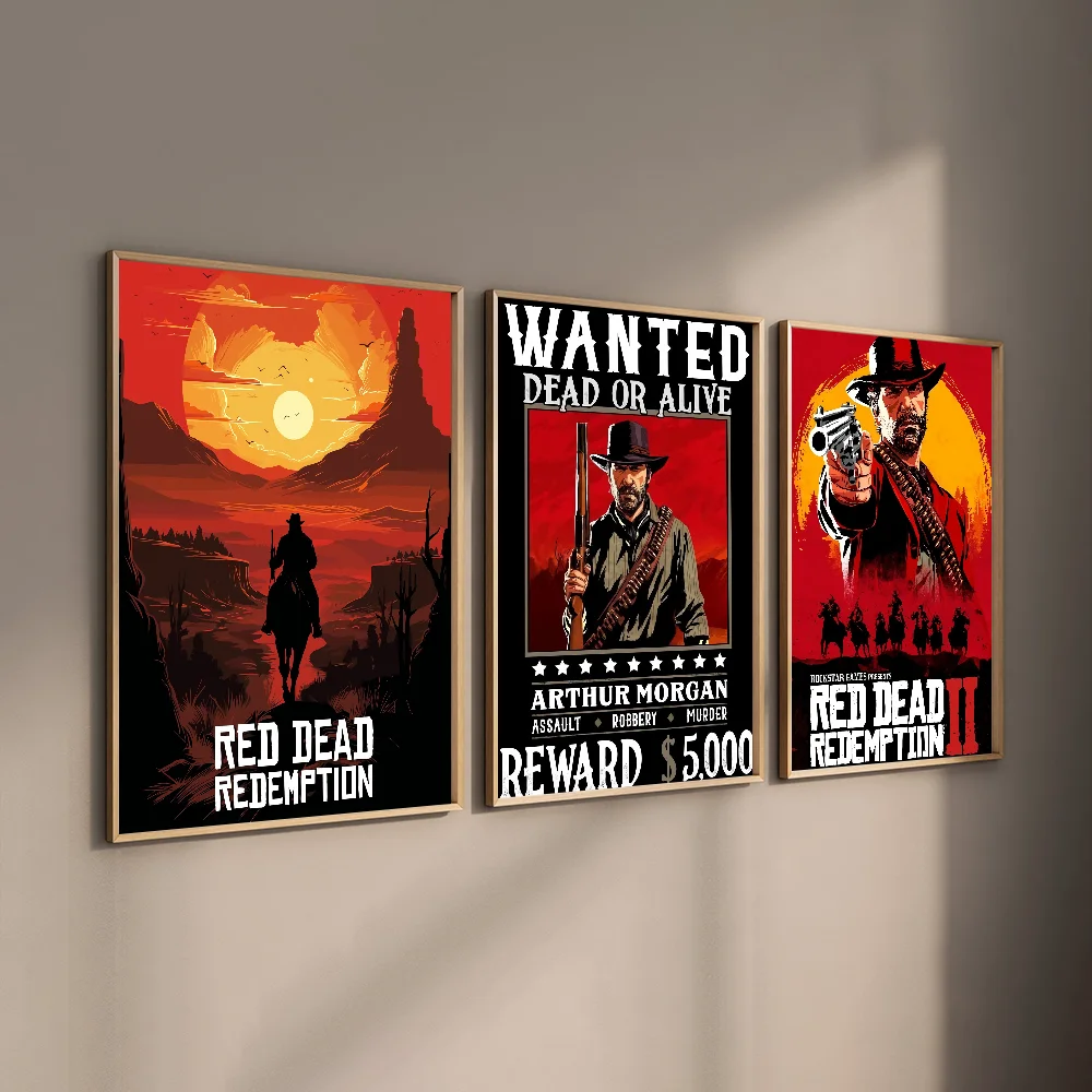 Red Dead Redemption 2 Game Poster HD art sticky wall waterproof home living room bar decoration