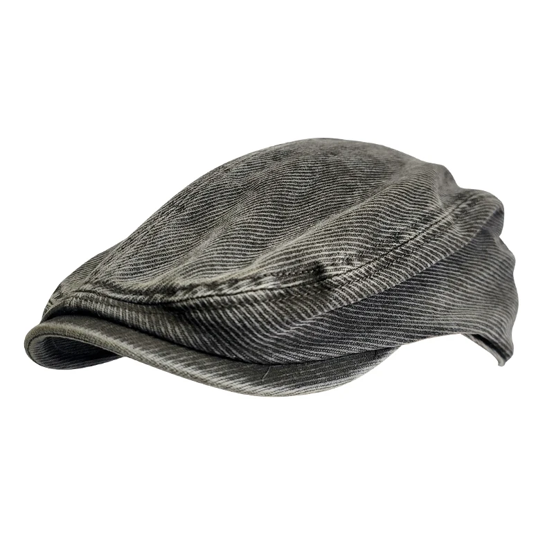 Corduroy Flat Cap, Distressed Vintage Beret, Unisex Hat