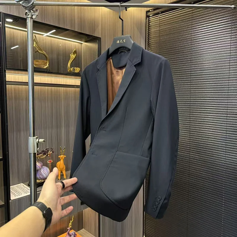 

Spring 2026 Men's Casual Busin Sle Suit Jaet Slim Fit Iron Free Versatile Warm Faionable Long Sve Single Breasted