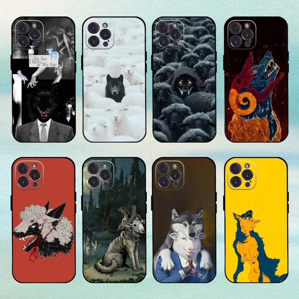 

Sheep in wolf's clothing art Phone Case For iPhone 16 15 14 13 12 11 Pro Max Plus,5G Soft Black Case