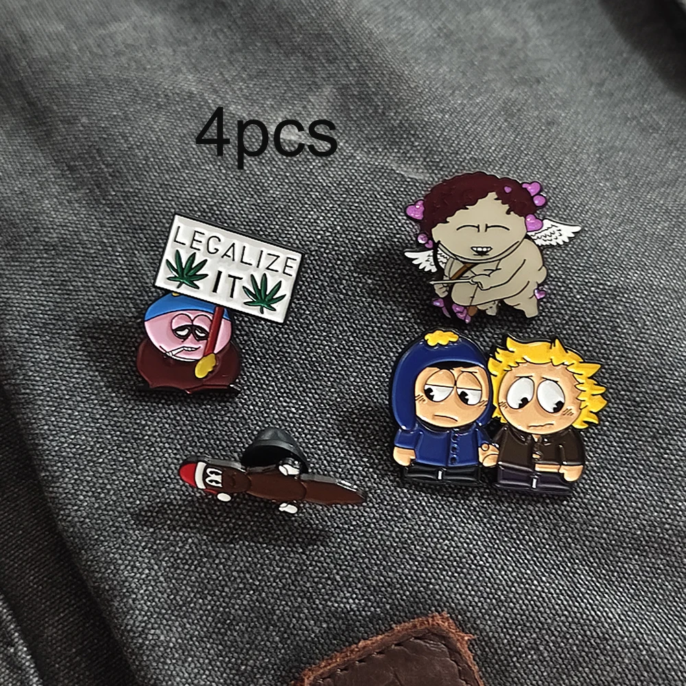 

4Pcs Valentine's Day Cartoon cute anime badges, love guardians brooches, creative backpacks, clothing decorations badge