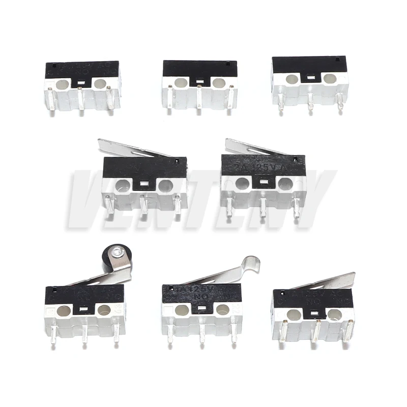 10PCS Micro Limit Switch Momentary Push Button Switch 1A 125V AC Mouse Switch 3Pins Long Handle Roller Lever Arm SPDT 12X6X6MM