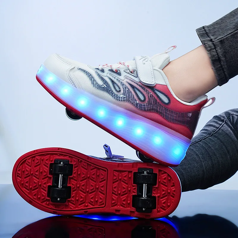 Scarpe da passeggio per bambini Scarpe da ginnastica per studenti per ragazze luminose staccabili per ragazzi estivi a quattro ruote con ruote