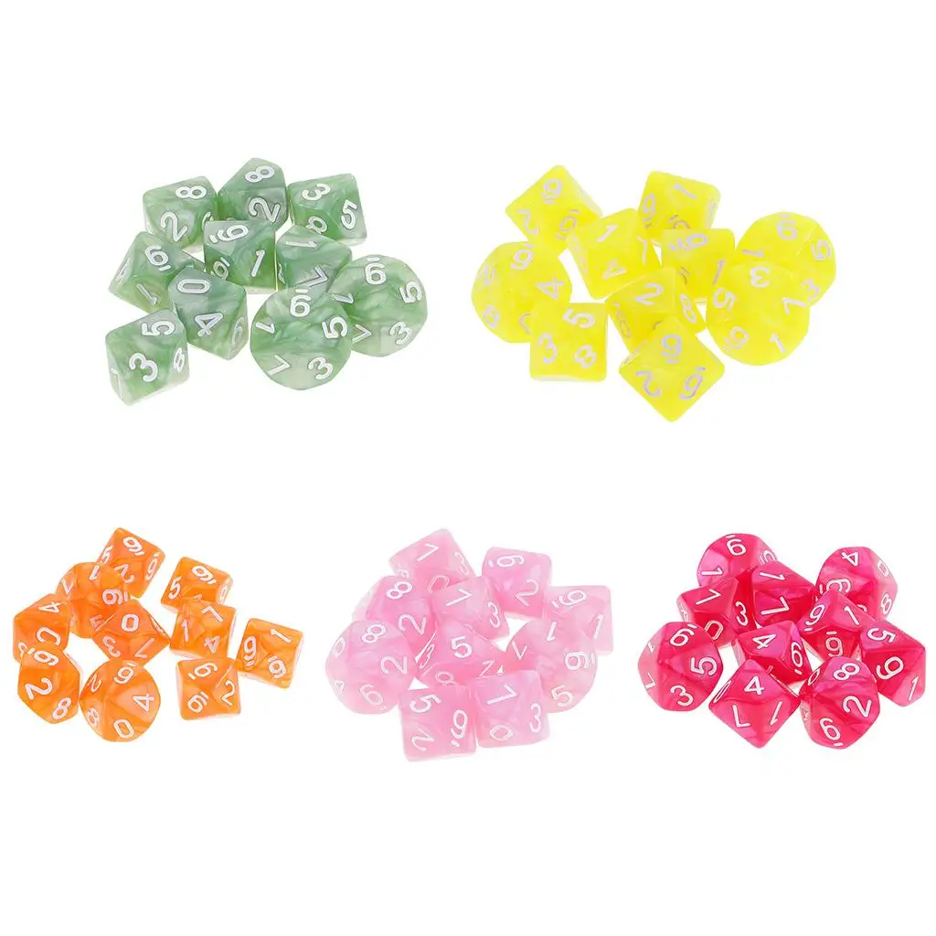 

10 шт. 10-гранные игральные кости D10 D8 Многогранные игральные кости для D&D Games 16 мм DND RPG MTG Dice Семейная вечеринка Детские игровые кости для дома