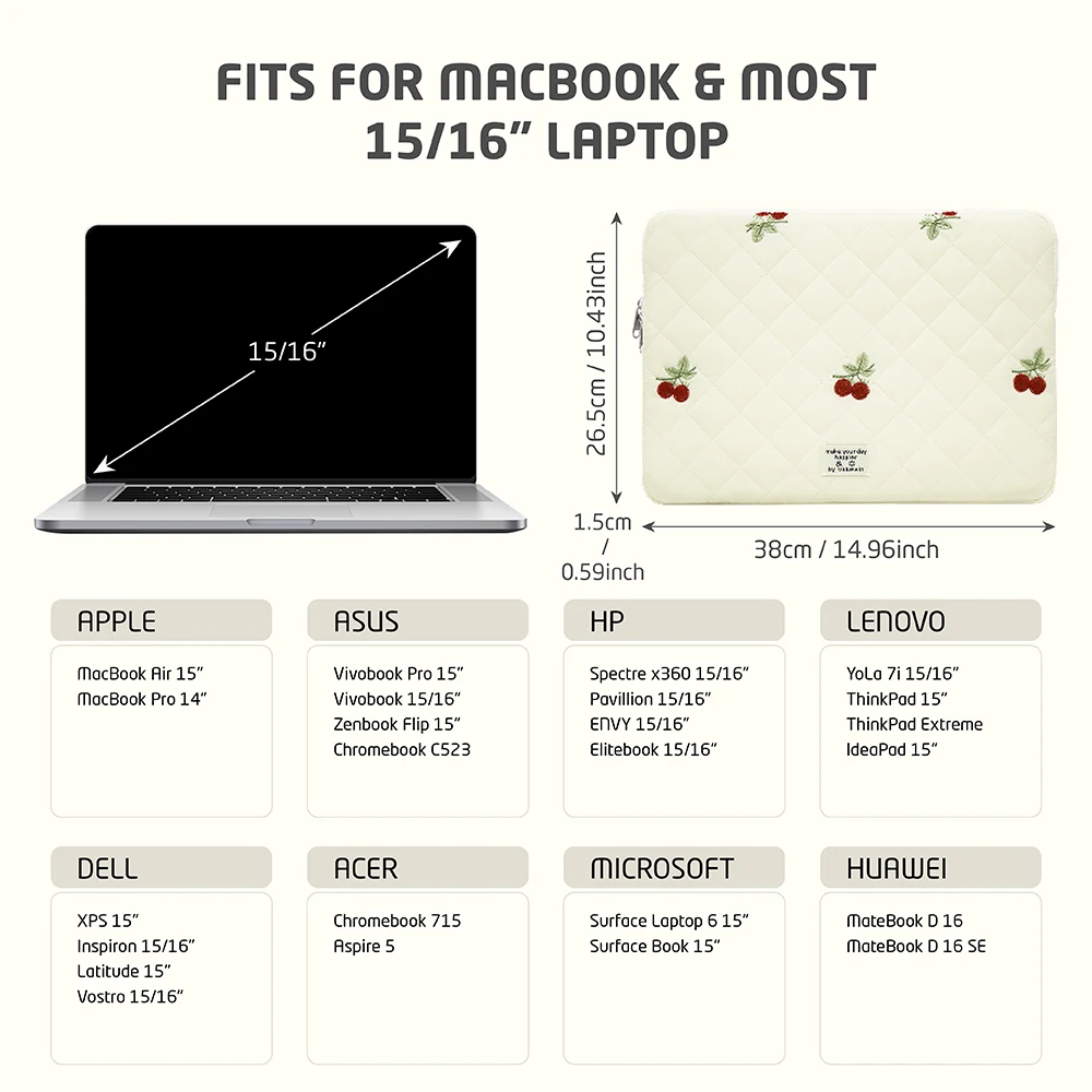 Cute Laptop Case 13 14 15 16 Inch for Macbook Air/Pro Laptop Sleeve Soft Pouch for Xiaomi, Lenovo Girl Notebook Bag Computer Bag