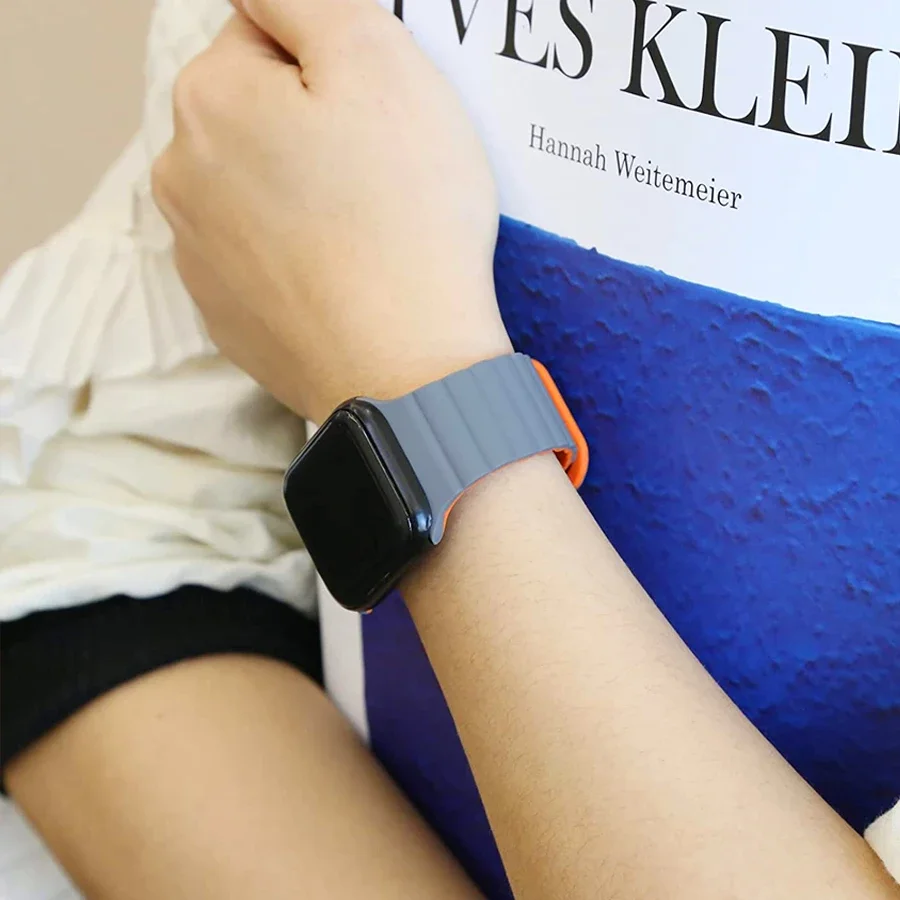 Магнитная петля для Apple Watch Band 44 мм Ultra 49 мм 45 мм 40 мм 41 мм 42 мм Силиконовый спортивный браслет iWatch Serie 8 7 6 SE 5 4 3 Ремешок