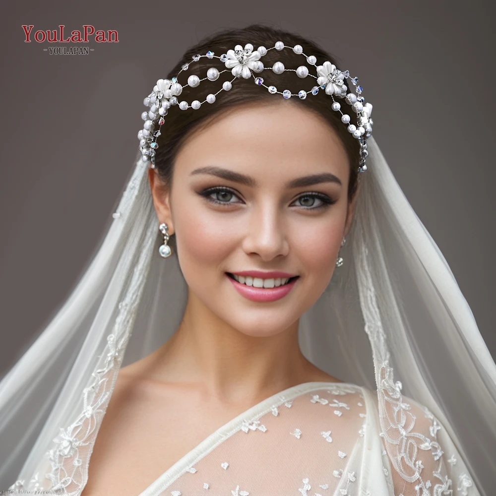 

TOPQUEEN Pearls Hair Vine Accessories Bridal Handmade Beaded Wedding Headband Woman Party Crystal Hairpiece Bridemaid Gift HP625