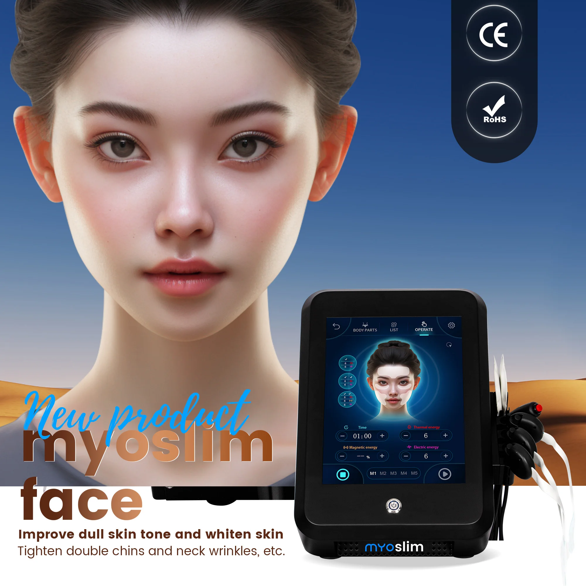 MYOslim Neo RF Electromagnetic Muscle Building Skin Firming Device Non-Invasive Facial Lifting Wrinkle Removal Beauty Machine