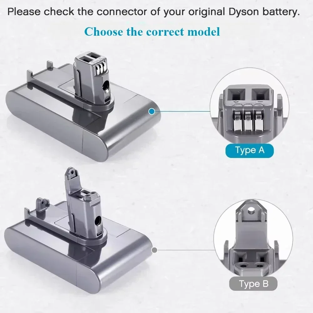 6000mAh For Dyson vacuum cleaner series battery A/B type suitable for DC35, DC45, DC31, DC34, DC44, DC31, Animal 22.2V