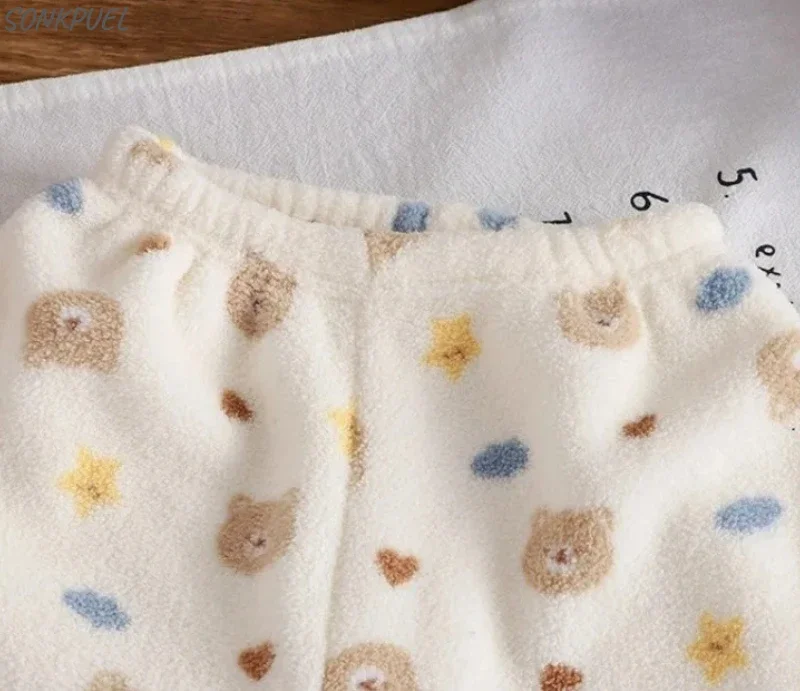Herbst-Winter-Heimkleidung für Kinder, Jungen und Mädchen, stilvoller, warmer Schlafanzug aus Korallenfleece, koreanische Cartoon-Plüsch-Sets für Kinder – Detail 13