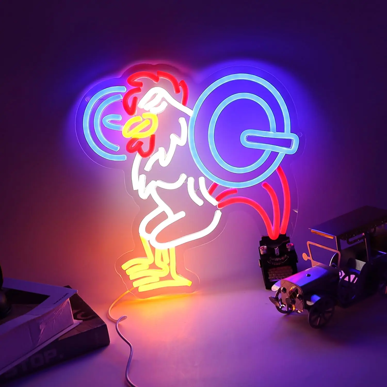 Chicken Do Gym Neon Sign Cock Lift Weights Neon Light for Home Gym Wall Decor Gym Lightinh Sign for Bar Man Cave Decor Wall Art
