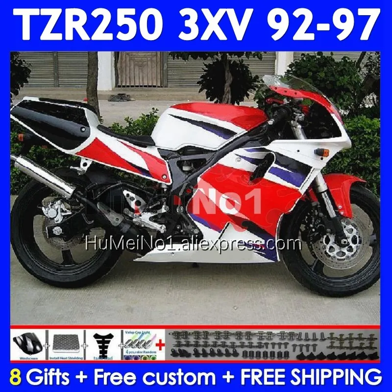 TZR-250 For YAMAHA 3XV TZR250 TZR 250 RR 92 93 Hot red white 94 95 96 97 376No.62 TZR250RR 1992 1993 1994 1995 1996 1997 Fairing