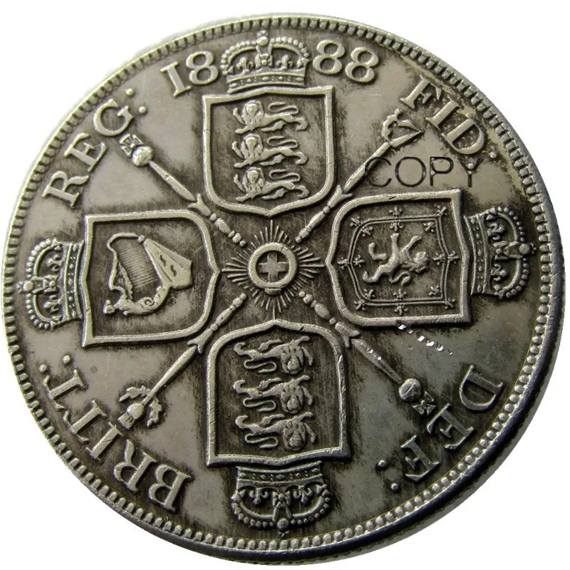 UF(02)GREAT BRITAIN, Victoria Double Florin 1888 Silver Plated Copy Coin