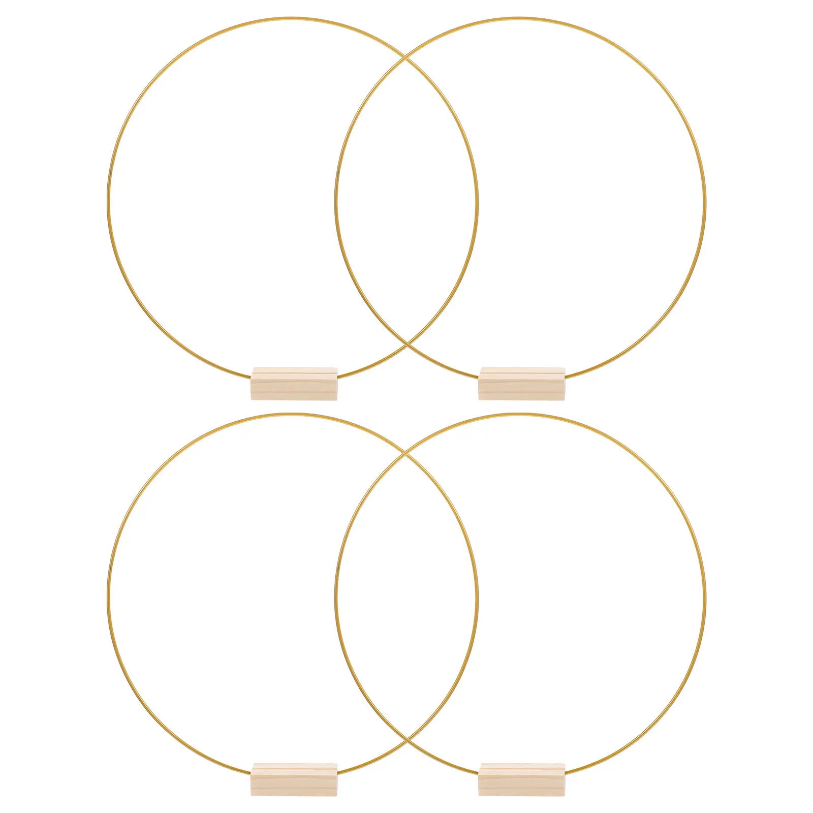

4 set Metal Floral Hoop Wedding Decor Garland Ornaments Iron Rings 30cmx3mm Wooden Base DIY Craft Wreath Table Centerpiece