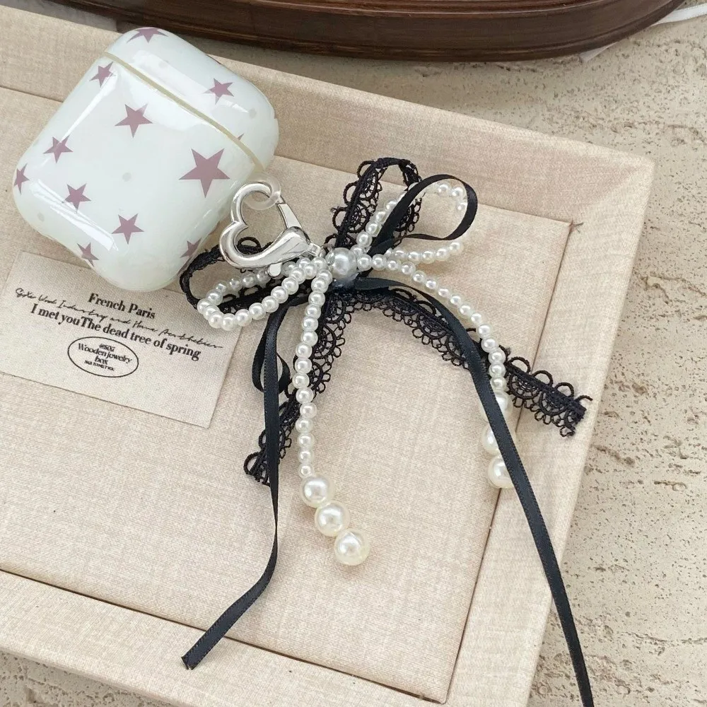 Y2K Pearl Lace Bow Keychain Removable Aesthetic Bag Pendant Accessories Bag Decorations Bag Charms Girls Gifts