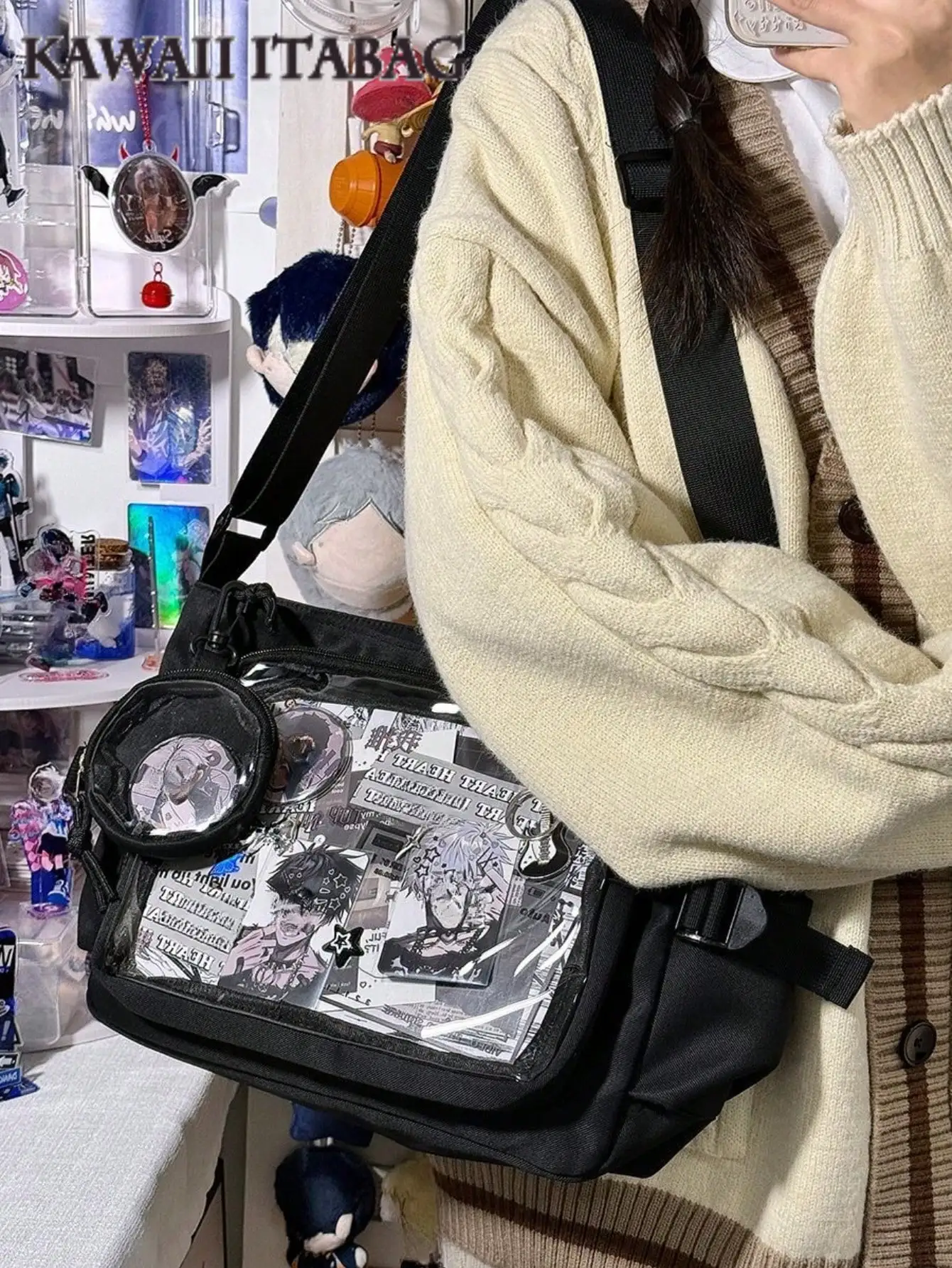 

Free Shipping on Orders Over $29Cute-Lolita Shoulder Bag Nylon Messenger Bag Girl Y2K Japanese Girls Back To School Crossbody Bags Women New 2025 Bag With Mini Badges Round Bag Clear Bag Transparent DIY PUT Badges Cards Bag With Badges Display Plate Fashi