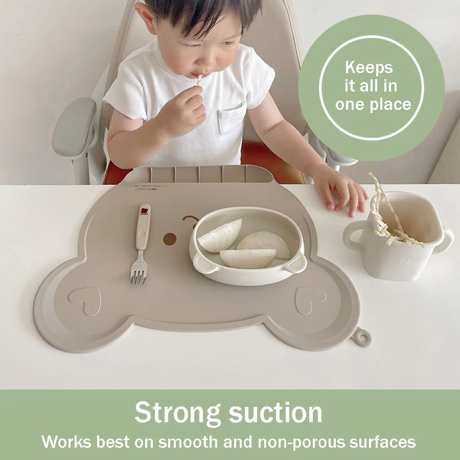 Silicone placemat for children, Baby Placemat with food pocket table heat-proof placemat washable non-slip placemat for children