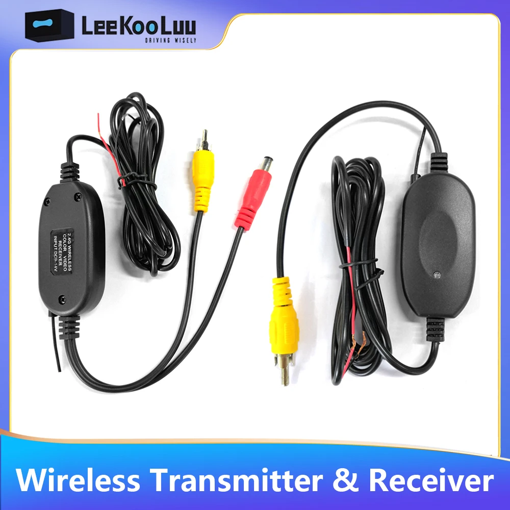 Leekooluu Video Transmitter Receiver Kit 2.4G Wireless Screen Reverse Backup Rearview Cam for Car Rear View Camera and Monit