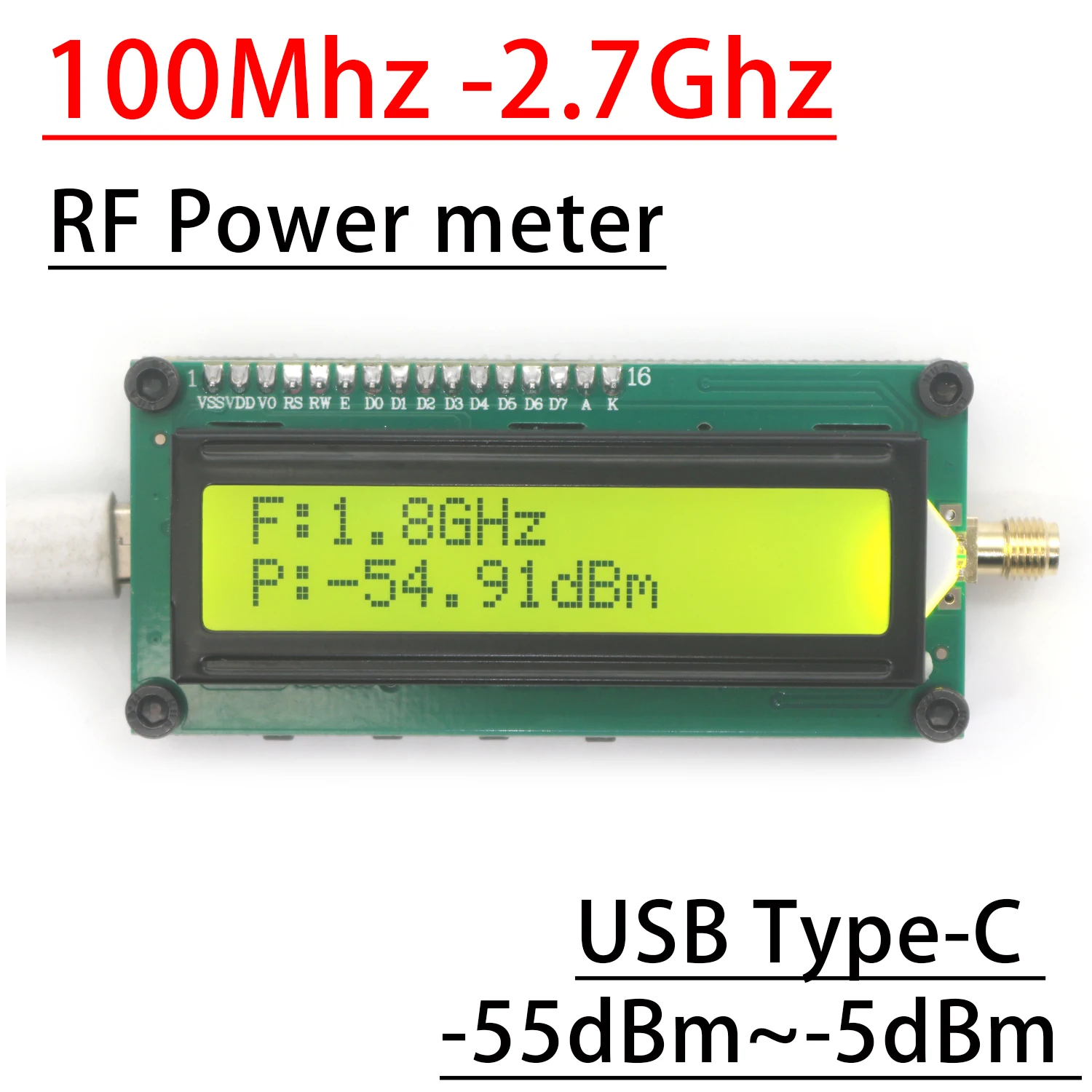 100M-2.7Ghz ARW227 RF Power Meter 24bit ADC High-precision RF Detector Type-C FOR Ham Radio Amplifier 868M 900M 2.4G