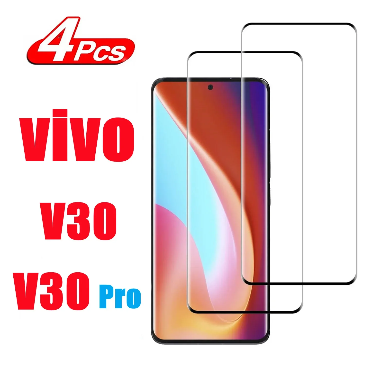 

1/4Pcs For vivo V30 All covered in toughened glass vivo V30 Pro 3D Screen protector glass film