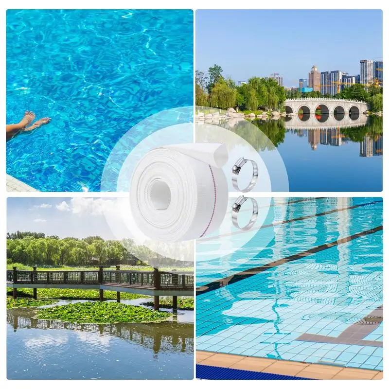 Pool Backwash Hose Swimming pool backwash hose canvas water pipe 65.6Ft Flexible Drain Hose Burst Resistant PVC Backwash Hose