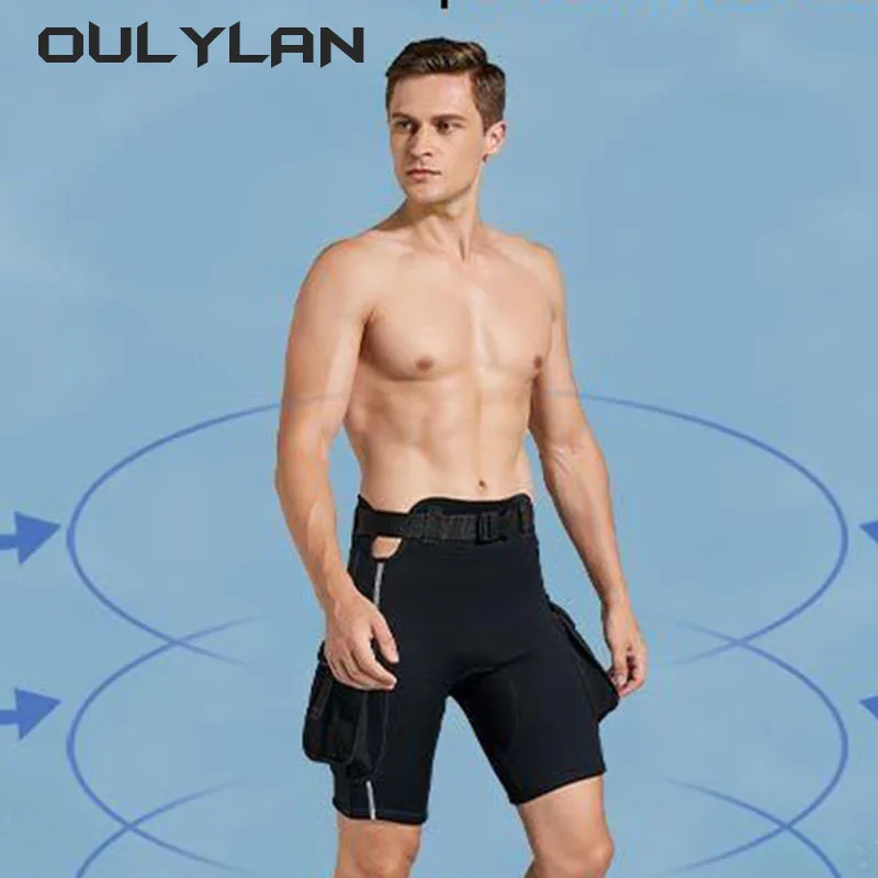 Oulylan Men Submersible Pocket Pants Submersible Leg Bag Bags Bandage Pants Submersible Pants Thickening Diving Equipment Shorts