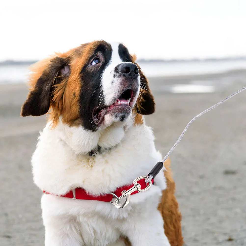 

1Pcs Rustproof Steel Wire Double Head Dog Traction Rope Outdoor Pet Pulling Cable High Strength Thickened Hooks 50Ft Pet