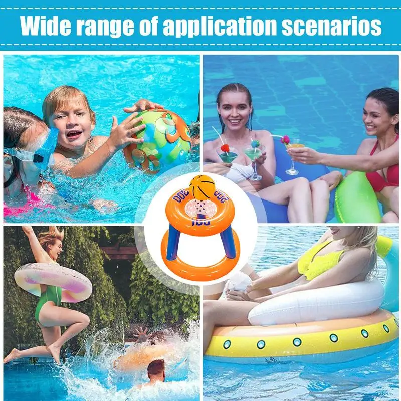 Swimming Pool Basketball Hoop Portable Foldable Swimming Pool Games Water Basketball Pool Toys Floating Hoop With Ball for Kids