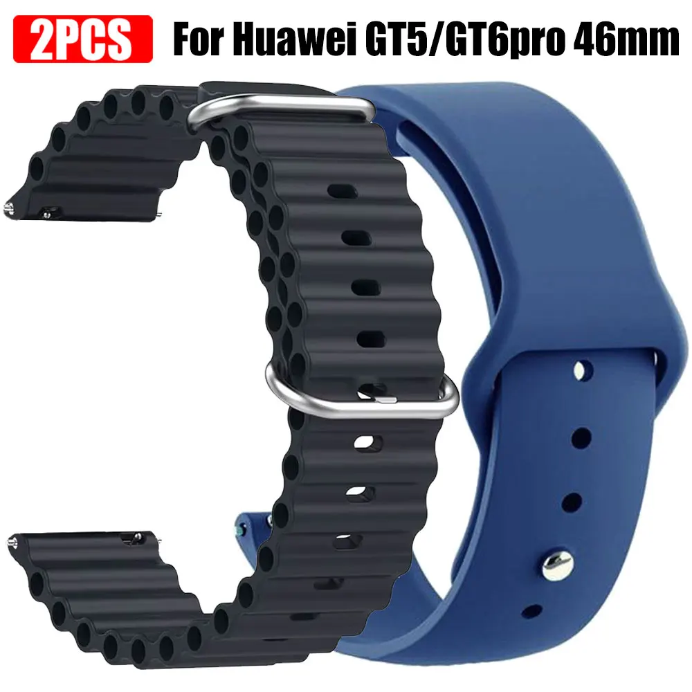 2PCS 20 22mm Strap For Huawei GT6 GT6pro GT5 46mm Watch 4 3Pro Bracelet Silicone Band For Samsung Watch 7 6 5 4 40 44mm Correa