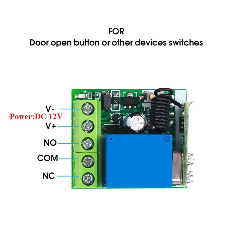 

B92B-4X DC 12V Single Channel Relay Module Universal Wireless Switch RF Relay Receiver + 2 CH Remote Controller