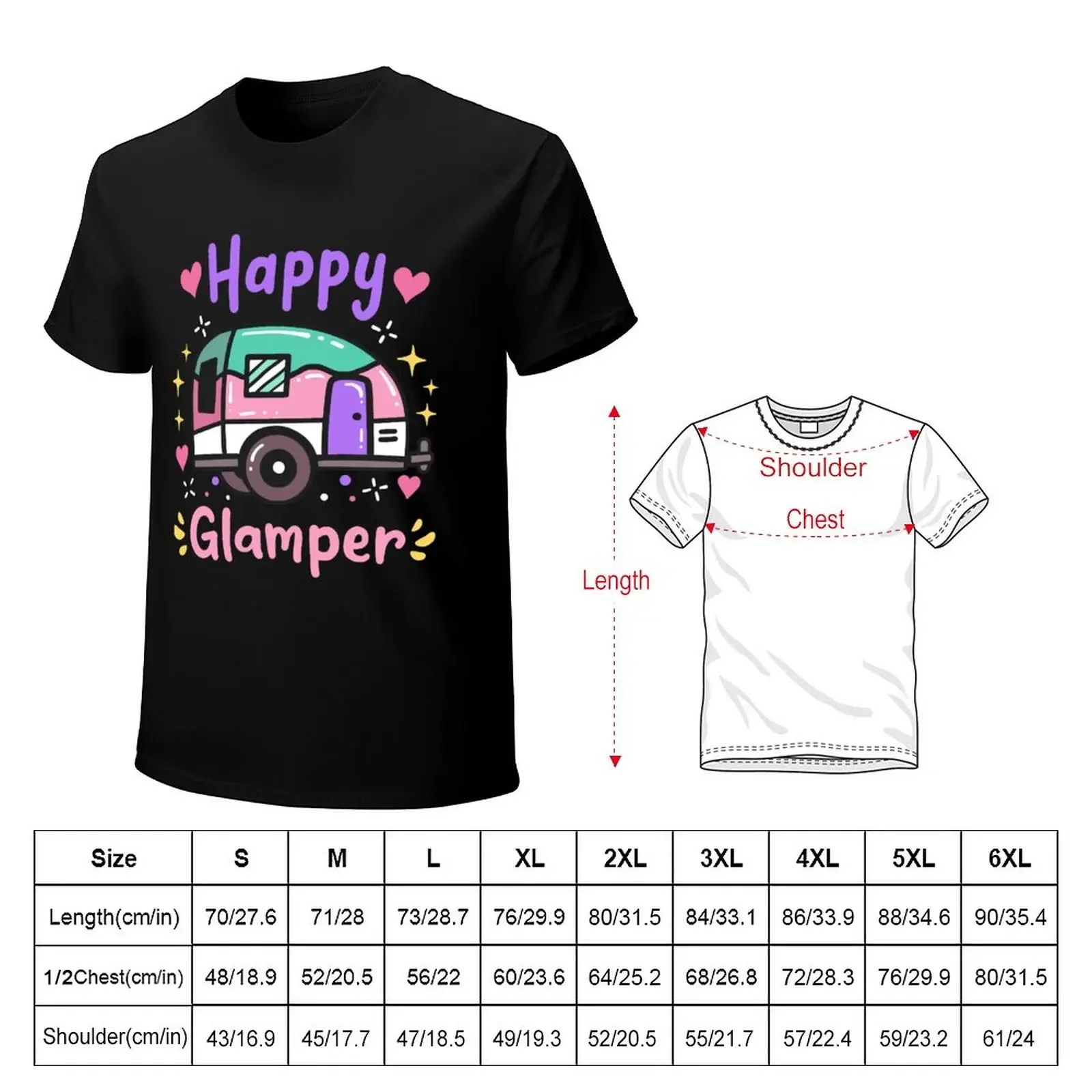 Glamper Glamping Camping Caravan T-Shirt korean fashion customs design your own Blouse oversized t shirts for men