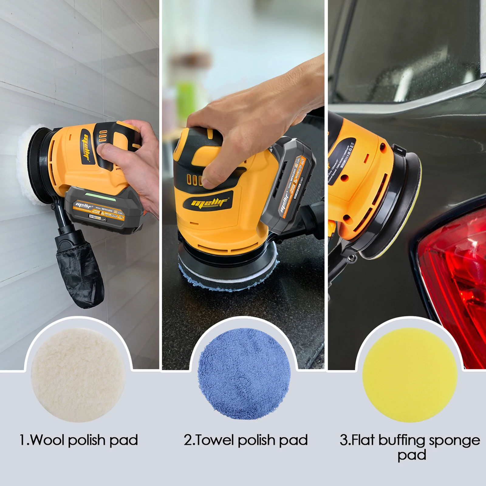 Cordless Orbital Sander For Dewalt 18V 20V Battery Electric Polisher Wood Metal Polishing Grinding Sanding Machine(Tool only)