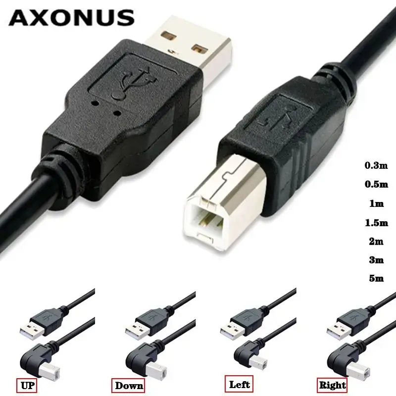 USB 2.0 A Male To USB B Male B-type BM Upper And Lower Left And Right Corner Printer Scanner 90 Degree Cable BM Angle Cable