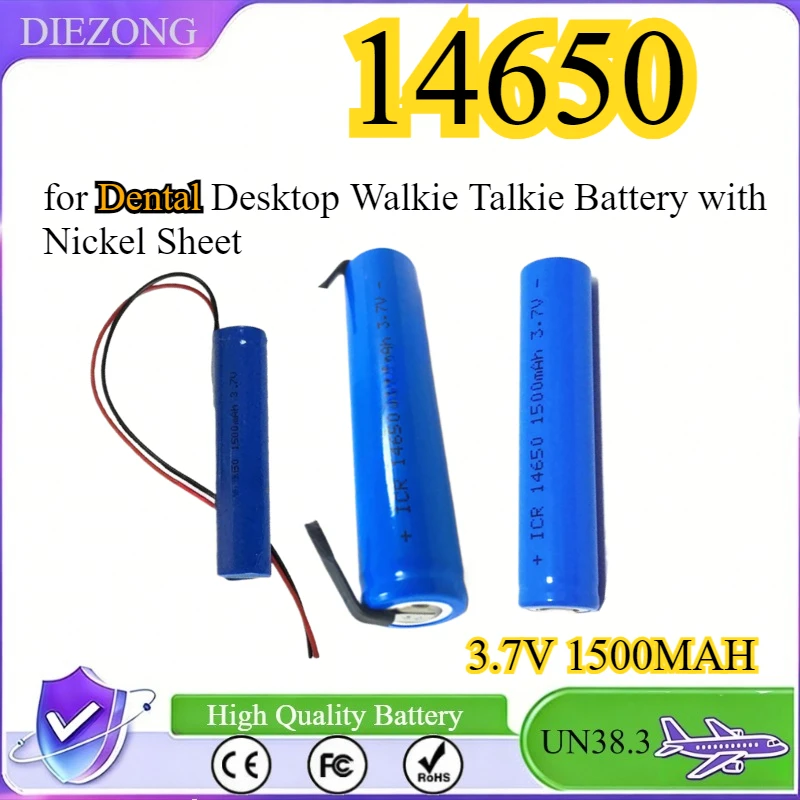 

2pcs/lot 14650 3.7V 1500MAH Lithium Ion Li-ion Rechargeable Battery for Dental Desktop Walkie Talkie Battery with Nickel Sheet