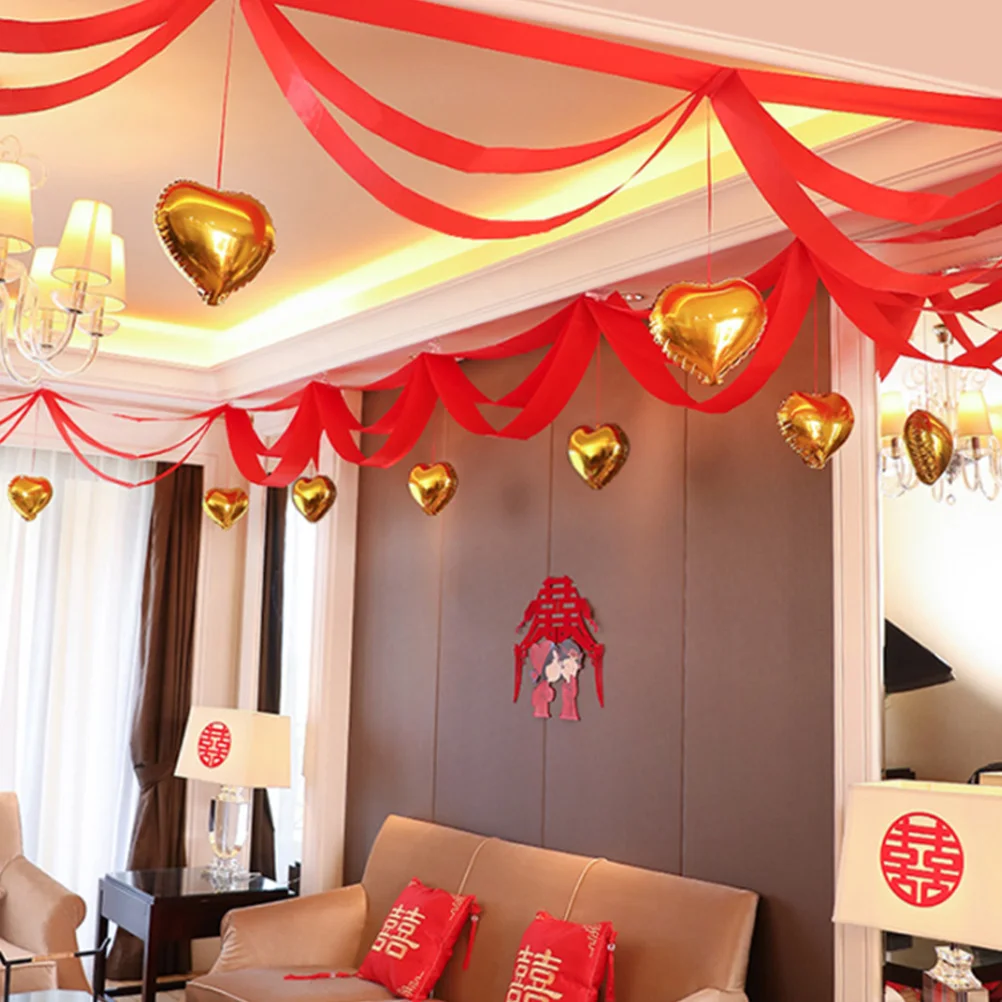 

2Pcs Wave Banners Decorative Party Banners Red Bright Color Festive Hanging Layers Christmas New Year Wedding