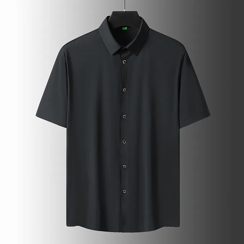 Ice Silk Short Sleeved Shirt, High Elasticity, No Iron T-shirt, Anti Wrinkle And Drape Feeling, Half Sleeved Oversized Shirt